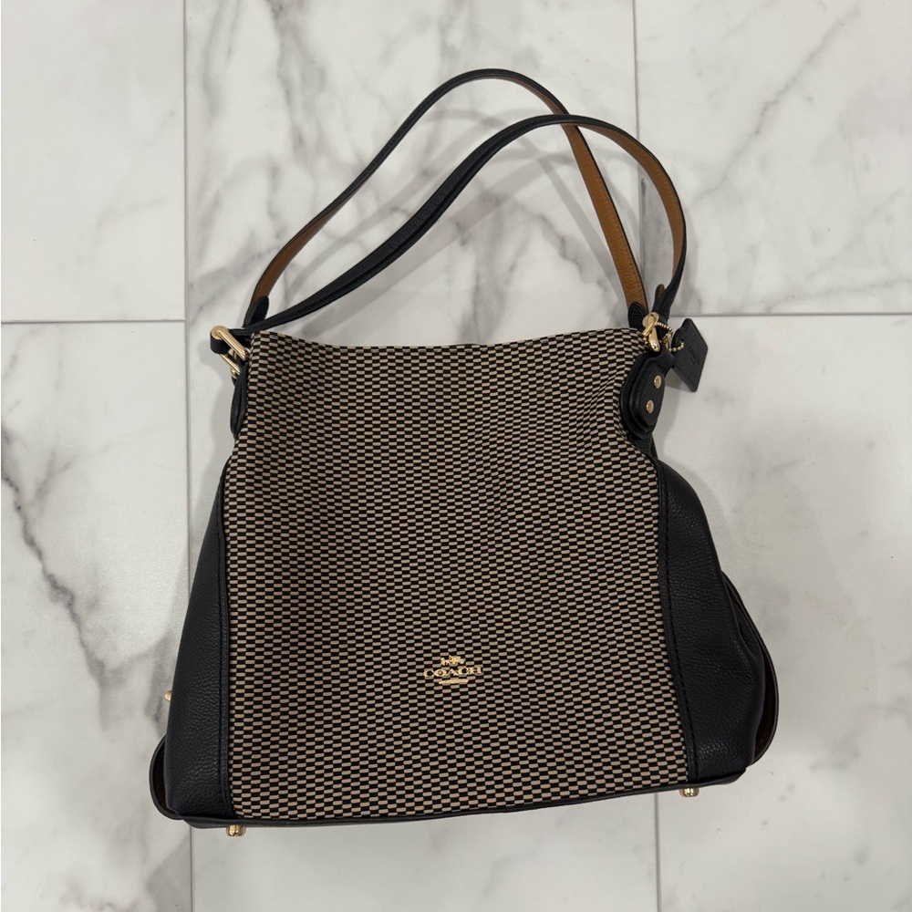 Coach Black and Tan Shoulder Bag w/ Matching Phone Case.